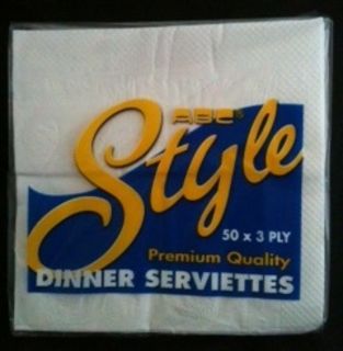 Dinner Serviettes White 3ply - pack 50 - Style