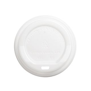 Lid for 8oz Hot Cup Compostable White 80mm - Ecoware