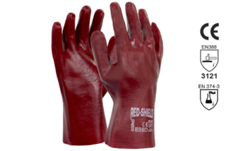 PVC Single Dipped Gauntlet Glove 27cm - Esko Red Shield