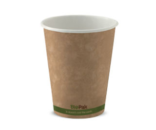 8oz Coffee Cups Kraft Green Stripe (80mm) Single Wall - BioPak