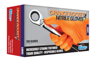 Nitrile Orange Gloves PowderFree, SMALL - Orange Rocket