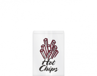 Greaseproof Bag, Printed 'Hot Chips', White - Castaway