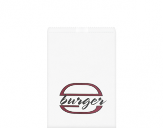 Greaseproof Bag, Printed 'Burger', White - Castaway