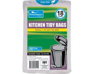 PrimeSource' Small Kitchen Tidy Bags - 18 Litres, Individually Folded - Castaway