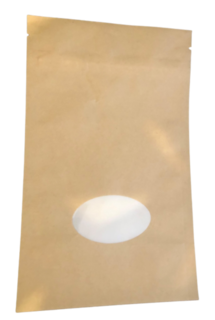 Stand Up Pouch Compostable 500gm 190x260mm Kraft/Oval Window
