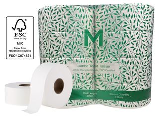 Recycled Jumbo Toilet Tissue - White, 2 Ply, 300m Polybag - Matthews