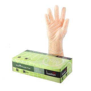 Vinyl PowderFree Clear Gloves LARGE - Bastion