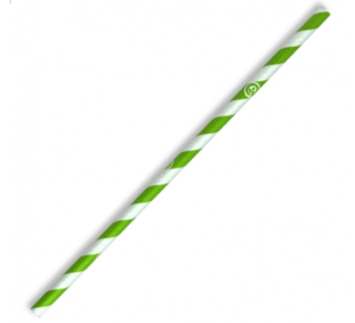 Straws Paper Regular BioStraw Green Stripe - 6mm - Pack of 250 - BioPak
