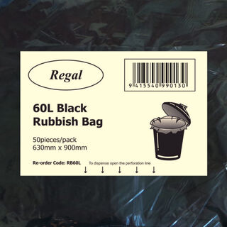 60L Black Bin Liner Pack 50 - Premier Hygiene