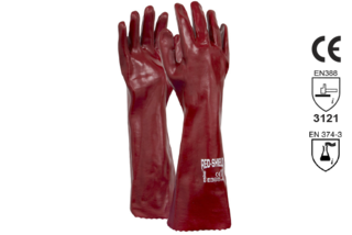 PVC Single Dipped Gauntlet Glove 45cm - Esko Red Shield