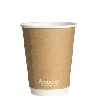 Hot Cup PLA Double Wall 12oz Kraft (90 mm) - Ecoware