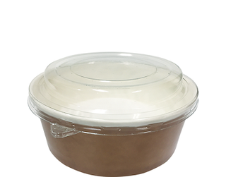 Multi-Food Pot & PET Lid Combo-Pak', 550 ml Brown kraft / Clear Lid - Castaway