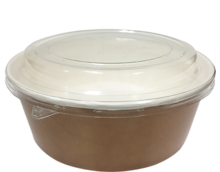 Multi-Food Pot & PET Lid Combo-Pak', 1000 ml Brown kraft / Clear Lid - Castaway