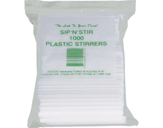 Sip 'n' Stir Plastic Stirrers, White (132 x 7 mm) - Castaway