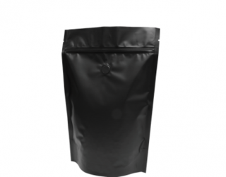 500g Stand-Up Coffee Pouch, Rip-Top & Resealable Zipper, Matte Black - Castaway