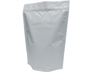 1kg Stand-Up Coffee Pouch, Rip-Top & Resealable Zipper, Matte White - Castaway