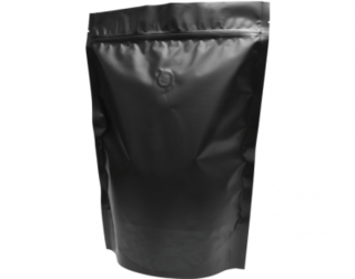 1kg Stand-Up Coffee Pouch, Rip-Top & Resealable Zipper, Matte Black - Castaway