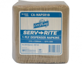 Serv-Rite' 1ply Dispenser Napkins, Brown - Castaway