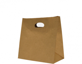 Paper Bag with Die-Cut Handle Brown Medium - Castaway