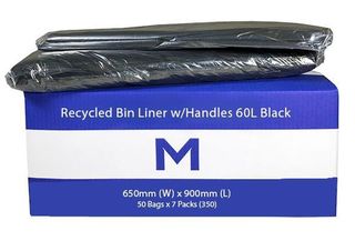 Rubbish Bag Bin Liner 60L with handles Black - Matthews