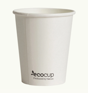 Hot Cup PLA Single Wall 8oz White 80mm - Ecoware