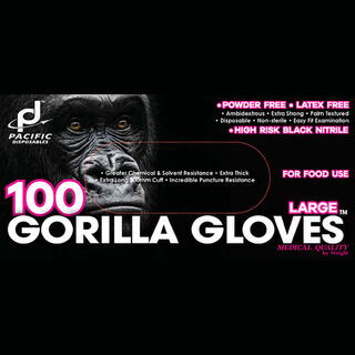 Nitrile Black Heavy Duty Gloves 2X-LARGE - Gorilla/Pacific Disposables