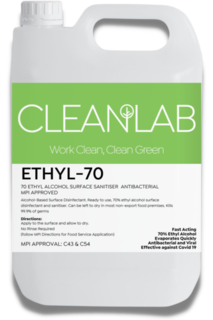 ETHYL-75 - 75% Ethyl Alcohol Surface Sanitiser 5Litres - CleanLab