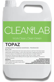 TOPAZ - antibacterial foaming handwash fragrance free, blue tint, 5Litres - CleanLab