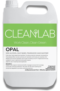 OPAL - non-alcohol quat based fragranced hand sanitiser 5L - CleanLab