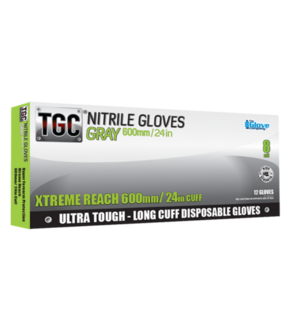Nitrile Grey Gloves 600mm PowderFree XX-LARGE - TGC