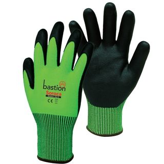 Cut 5 HPPE Gloves Green High Viz XX-LARGE Pack 12 pairs - Bastion Soroca