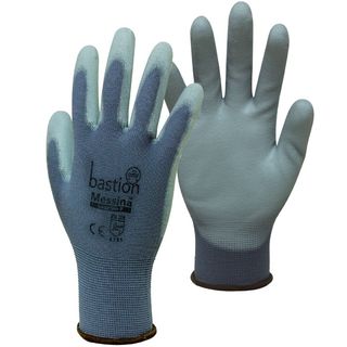 Messina Grey Nylon Gloves, Polyurethane Palm Coating XX-Large - Bastion
