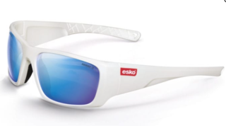 HAWAII Safety Glasses, Pearl White Frame, Blue Mirror Lens - Esko