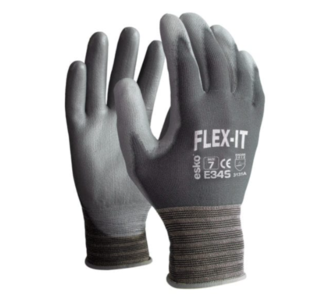 FLEX-IT, Grey Polyester, Grey PU Coating. Size 8 - Esko