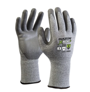 RAZOR PLUS, X500+ Cut 5 PU Dip Glove, Size 8 - Esko