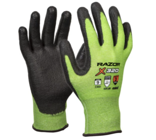 RAZOR X320, HiVis Green Cut 3, Glove, Size 7 - Esko