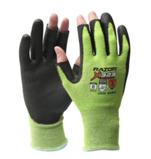 RAZOR X323 Fingerless HiVis Green Cut 3 Glove, Size 8 - Esko