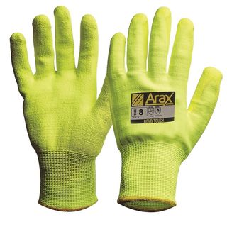 ARAX® Gold Hi-Vis Yellow with Hi-Vis Yellow PU Palm, Size 8 - Paramount