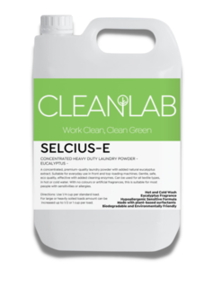Selcius-E - concentrated heavy duty laundry powder fragrance free 5kg - CleanLab