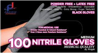 Nitrile Gloves Black LARGE - Pacific Disposables