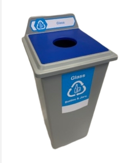 Recycling Bin 87Ltr Square Complete Blue / Glass Square - Trust