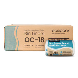 18L Small Ocean-Bound Recycled Plastic Bin Liners (White) Carton (640 Bags) – Ecopack