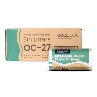 18L Small Ocean-Bound Recycled Plastic Bin Liners (White) Carton (640 Bags) – Ecopack
