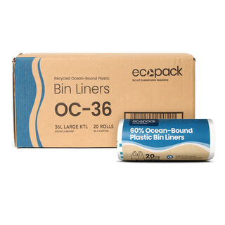 36L Large Ocean-Bound Recycled Plastic Bin Liners (White) Carton (400 Bags) – Ecopack