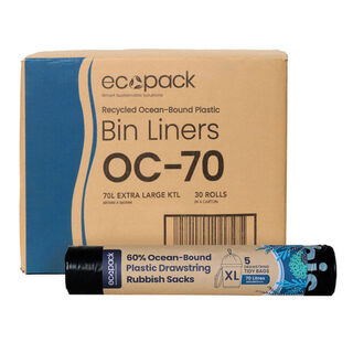 70L XL Ocean-Bound Recycled Plastic Bin Liners (Black) Carton (150 Bags) – Ecopack