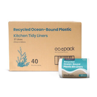 27L Medium Ocean-Bound Recycled Plastic Bin Liners (White) Carton (2000 Bags) – Ecopack