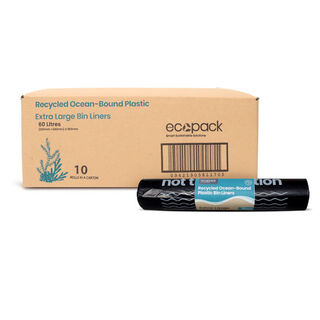 60L XL Ocean-Bound Recycled Plastic Bin Liners (Black) Carton (300 Bags) – Ecopack