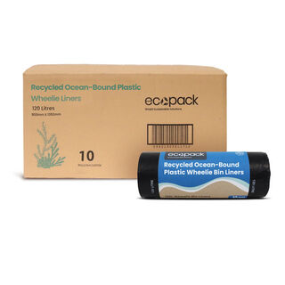 120L Ocean-Bound Recycled Plastic Wheelie Bin Liners (Black) Carton (250 Bags) – Ecopack