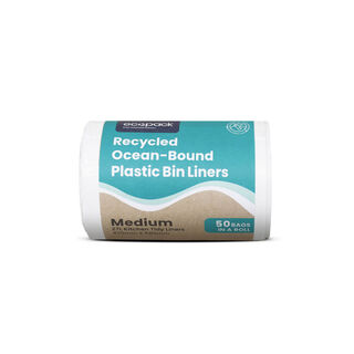 27L Medium Ocean-Bound Recycled Plastic Bin Liners (White) Roll (50 Bags) – Ecopack