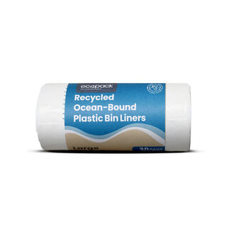 36L Large Ocean-Bound Recycled Plastic Bin Liners (White) Roll (30 Bags) - Ecopack